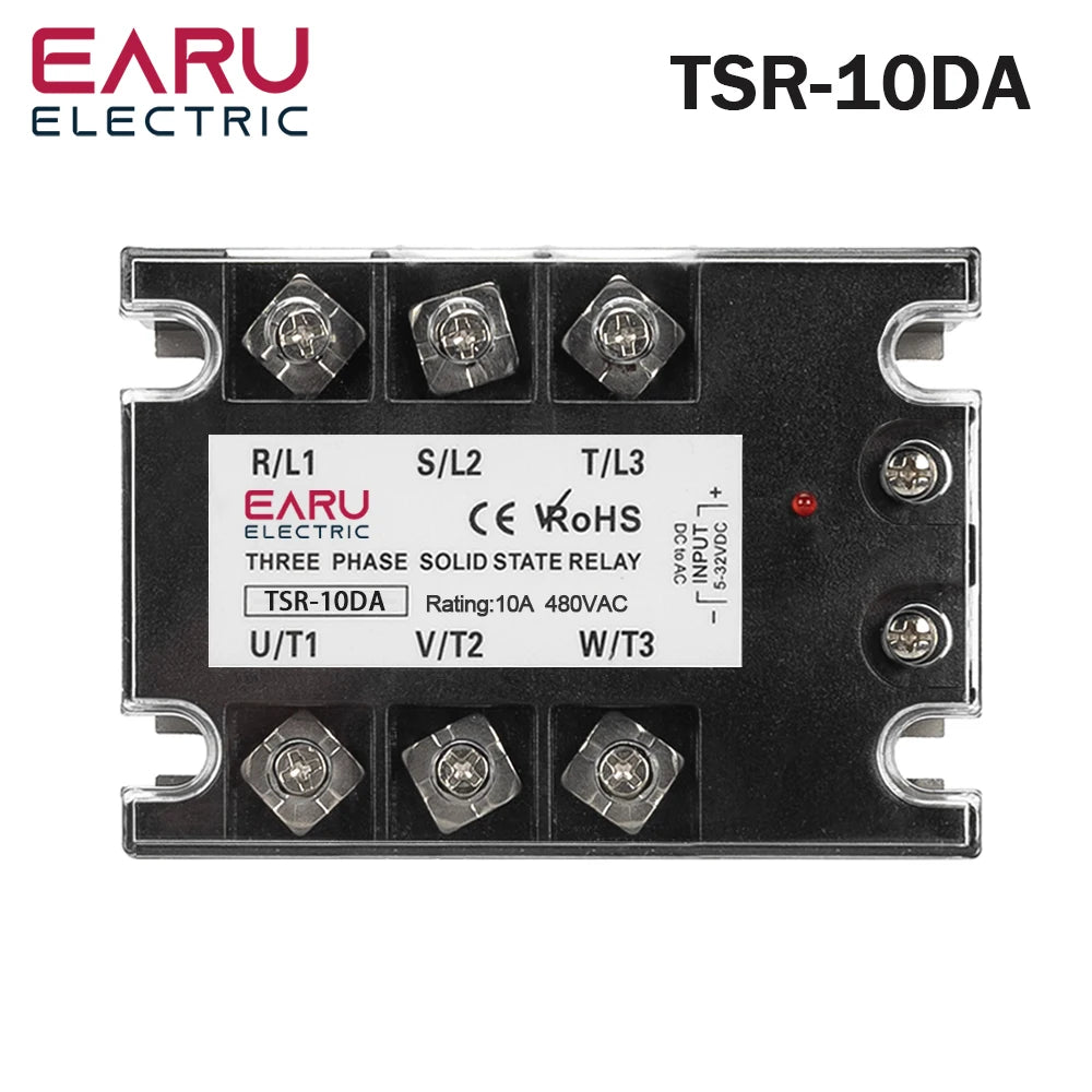 EARU Three Phase DC Control AC Solid State Relay Module SSR 10A 25A 40A 60A 80A 100A 150A 200A 5-32VDC to 24-480VAC Heat Sink