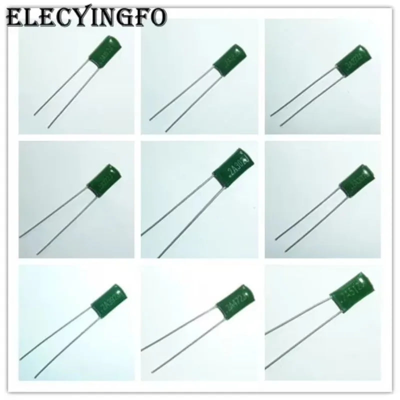 10pcs Mylar Film Capacitor 100V 2A 220pF~0.47uF 5% (2A221J~2A474J) Polyester Film capacitor