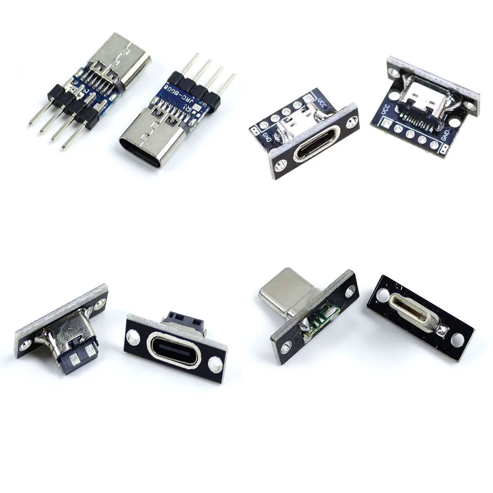 USB 3.1 Female Socket with PCB Board Connector Type C Female Male Head Connector Adapter Breakout Test Board 180 Degree Vertical