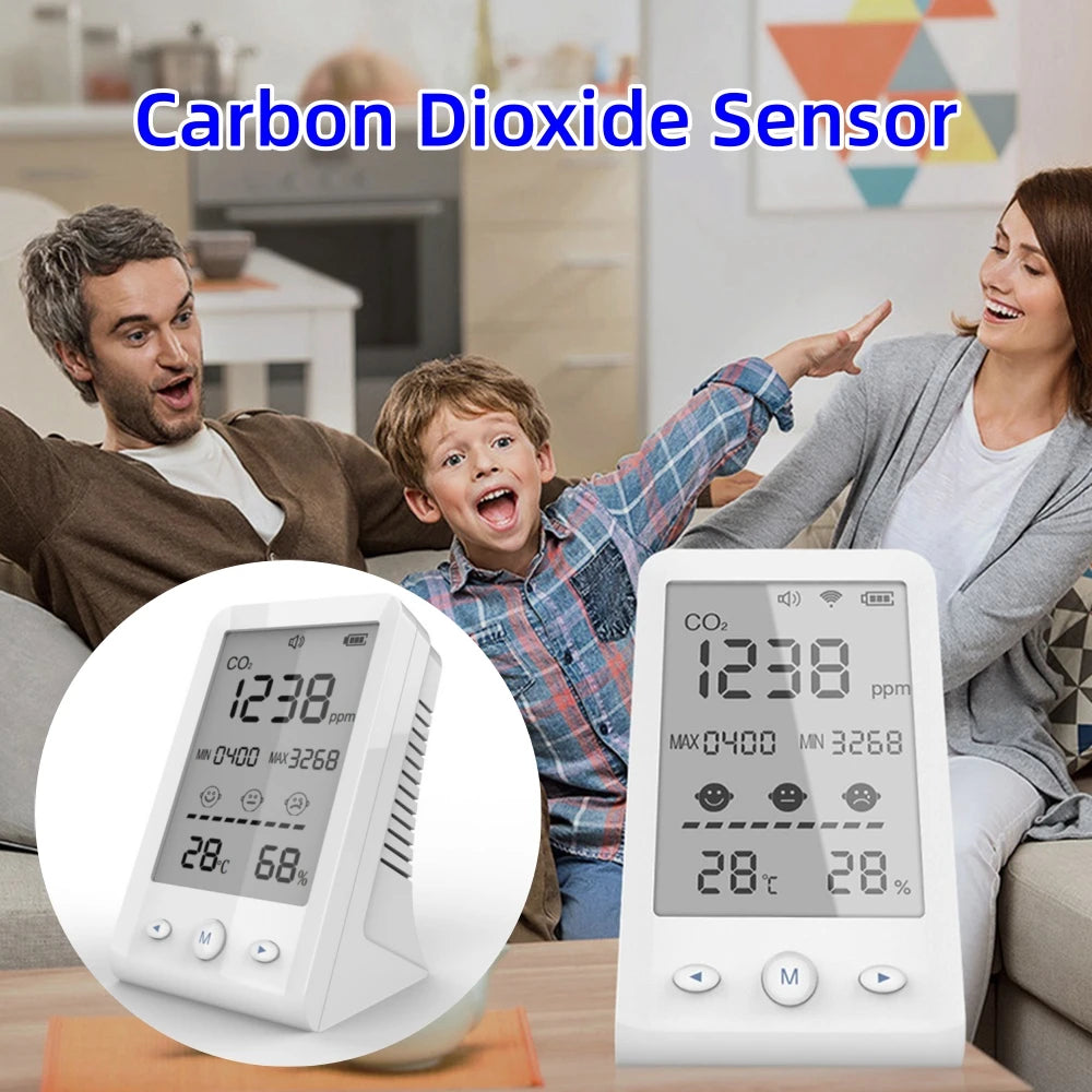 CO2 NDIR Temperature Humidity Sensor Tester Air Quality Monitor Detector Meter USB Rechargeable with LCD Display Gas Analyzer