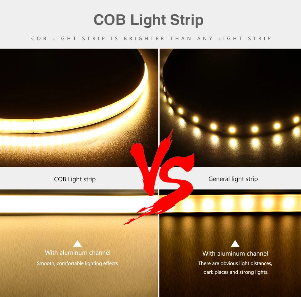 Super Thin 5mm COB LED Strip 1m 2m 3m 4m 5m High Density Flexible Neon LED Tape Ribbon For Home Room Decor TV Backlight Lighting