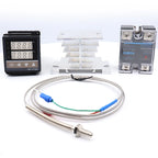 REX C100 Digital PID Temperature Controller REX-C100 Thermostat 0-400℃ K Type Input 40DA SSR Relay 0-40A Heatsink VaneAims