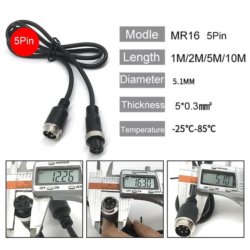 M16 2pin 3p 4p 5p 6p 7p 8p 9p 10Pin GX16 6pin Male to Female Aviation Video Extension Connect Cable 1M-10M for Car Camera System