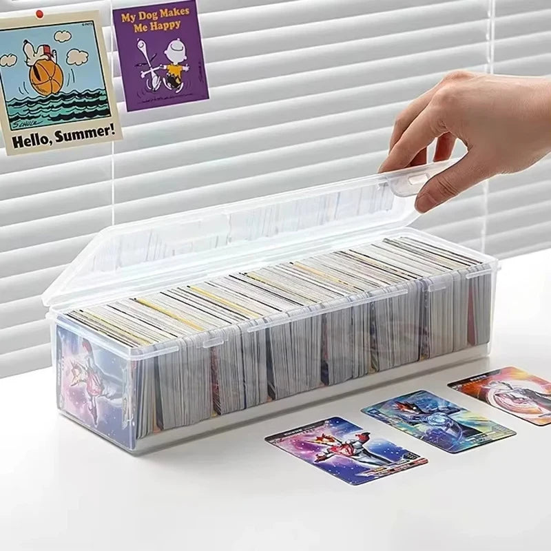 Clear Plastic Compartmentalized Organizer Box Holds 550+ Game Cards Storage Box  Portable With Adjustable Divider For Cards