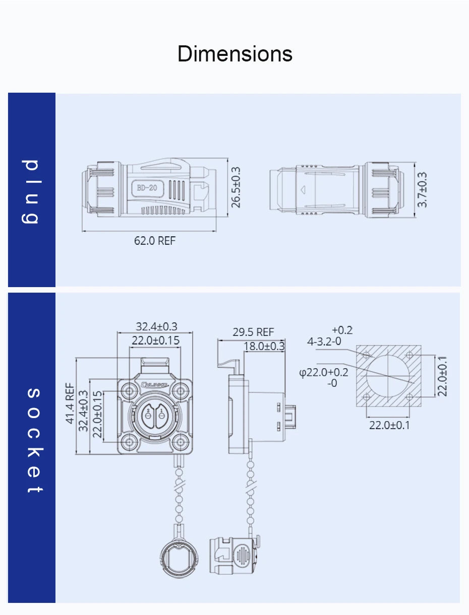 CNLINKO Waterproof Industrial BD20 Aviation Connector 2 3 4 5 7 9 12 14 Pin Plug and Socket Panel Mount Metal Wire Connectors