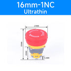 16mm 22mm Ultra Thin Plastic emergency stop button mushroom emergency switch self-locking stop charging pile power outage on off