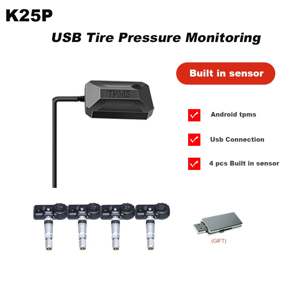 Smart Android Navigation Dedicated Car Mounted USB Tire Pressure Monitoring System TPMS Tire Pressure And Temperature Detection