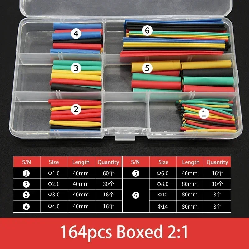 2:1 Heat Shrink Tube Kit Thermoresistant Shrinkage Tubing Wire Wrapping Electrical Connection Cable Insulation Sleeved Protecter