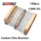 100PCS 1/8W 0.125W Carbon Film Resistor 5% 0R - 1M 10 22 47 100 150 220 270 330 470 510 1K 2.2K 4.7K 5.1K 10K 47K 100K 470K ohm