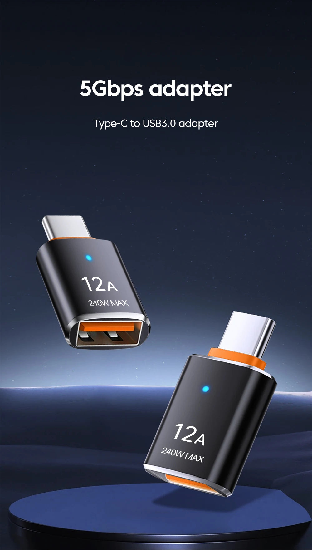 Type C To USB 3.0 OTG Adapter Fast Charging USB Female to Type C Male Converter Data Transfer For Iphone 15 Xiaomi Huawei Phone