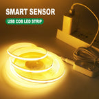 5V Motion Sensor Nigth Light COB Led Strip USB Battery Power 3mm 5mm 8mm PCB 320 LEDs Flex Lamp for Under Cabinet Kitchen Stairs