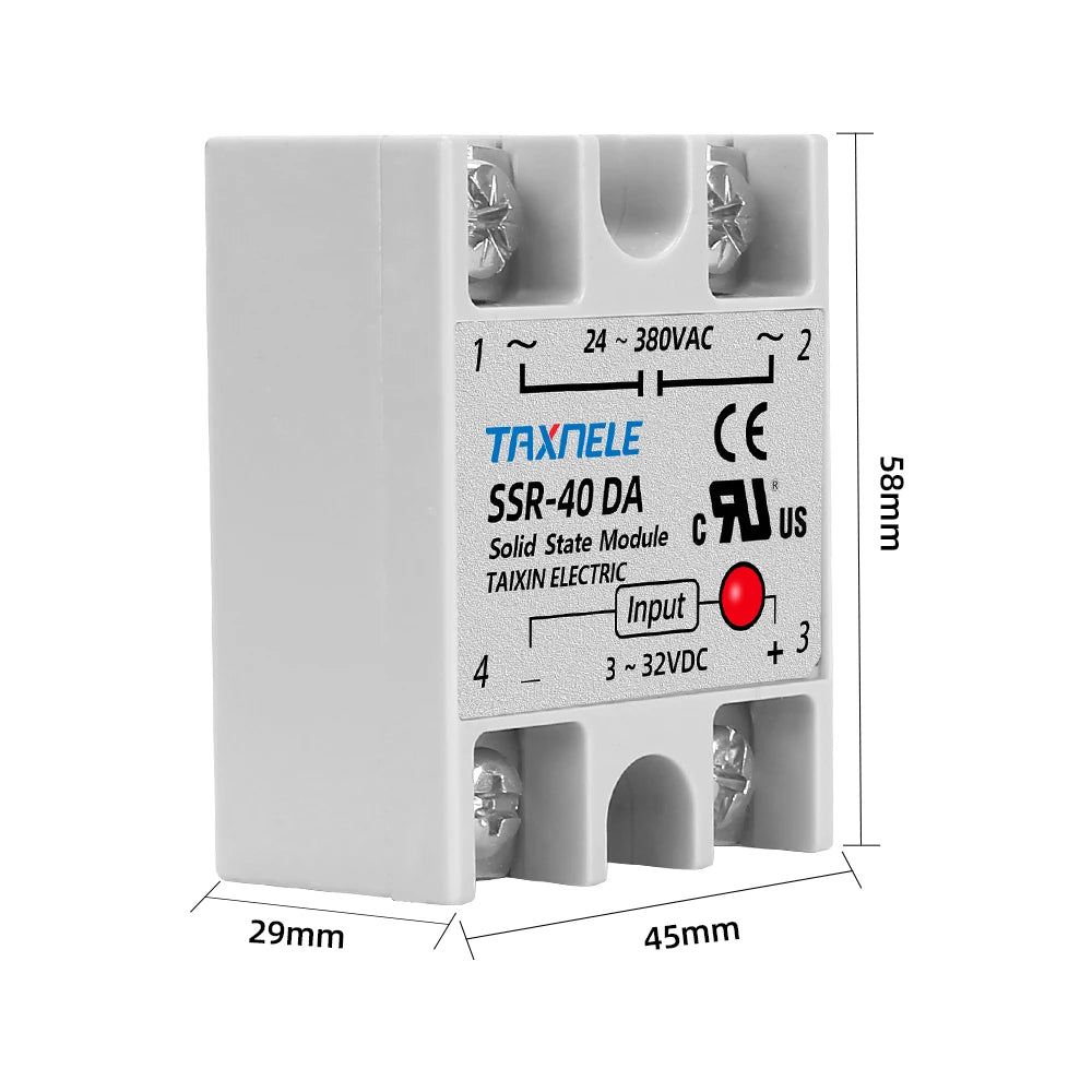 Single Phase Solid State Relay SSR-40DA SSR-25DA SSR-10DA DC To AC 3-32VDC Input 24-380VAC Output Solid State Relay