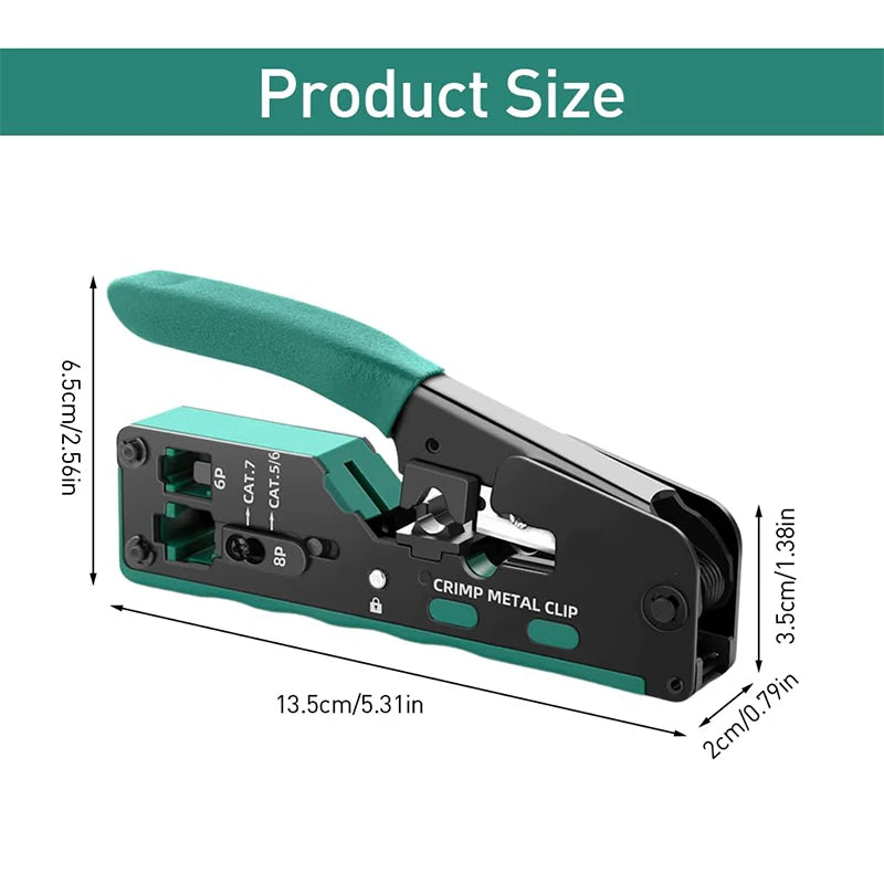 New Rj45 Rj12 Rj11 Pass Through Crimp Plier Cat7 Cat6 Cat6A Cat5 Cat5e Stripping Crimping Tool with 8P/6P Ethernet Connectors