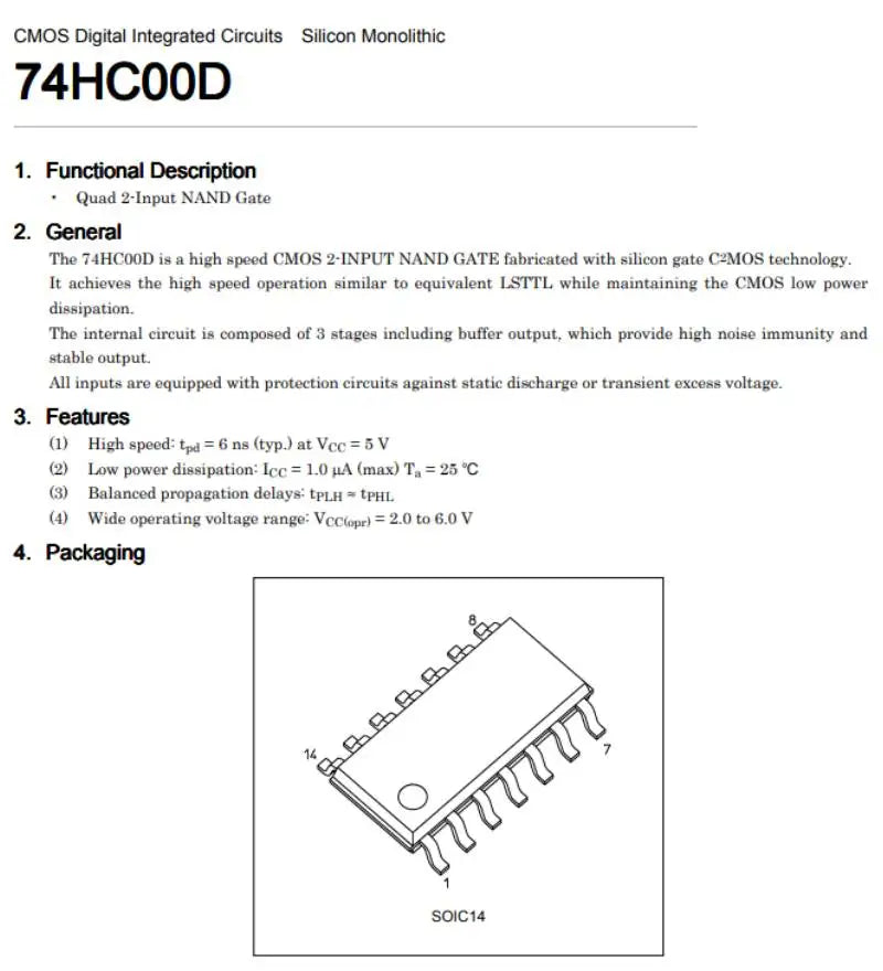 74HC00D 74HC02D 74HC04D 74HC08D 74HC14D 74HC32D 74HC74D 74HC86D SOIC-14 SMD Inverter  Integrated Circuit Logic IC Gate Chip