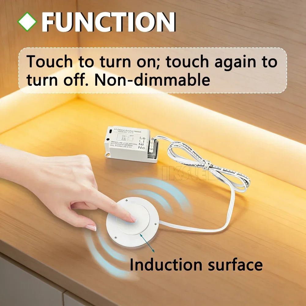 110V 220V 400W Hidden Wooden Touch High-Power 400W Controller for Cabinet, Nightstand, and LED Strip Lights Touch Switch Sensor