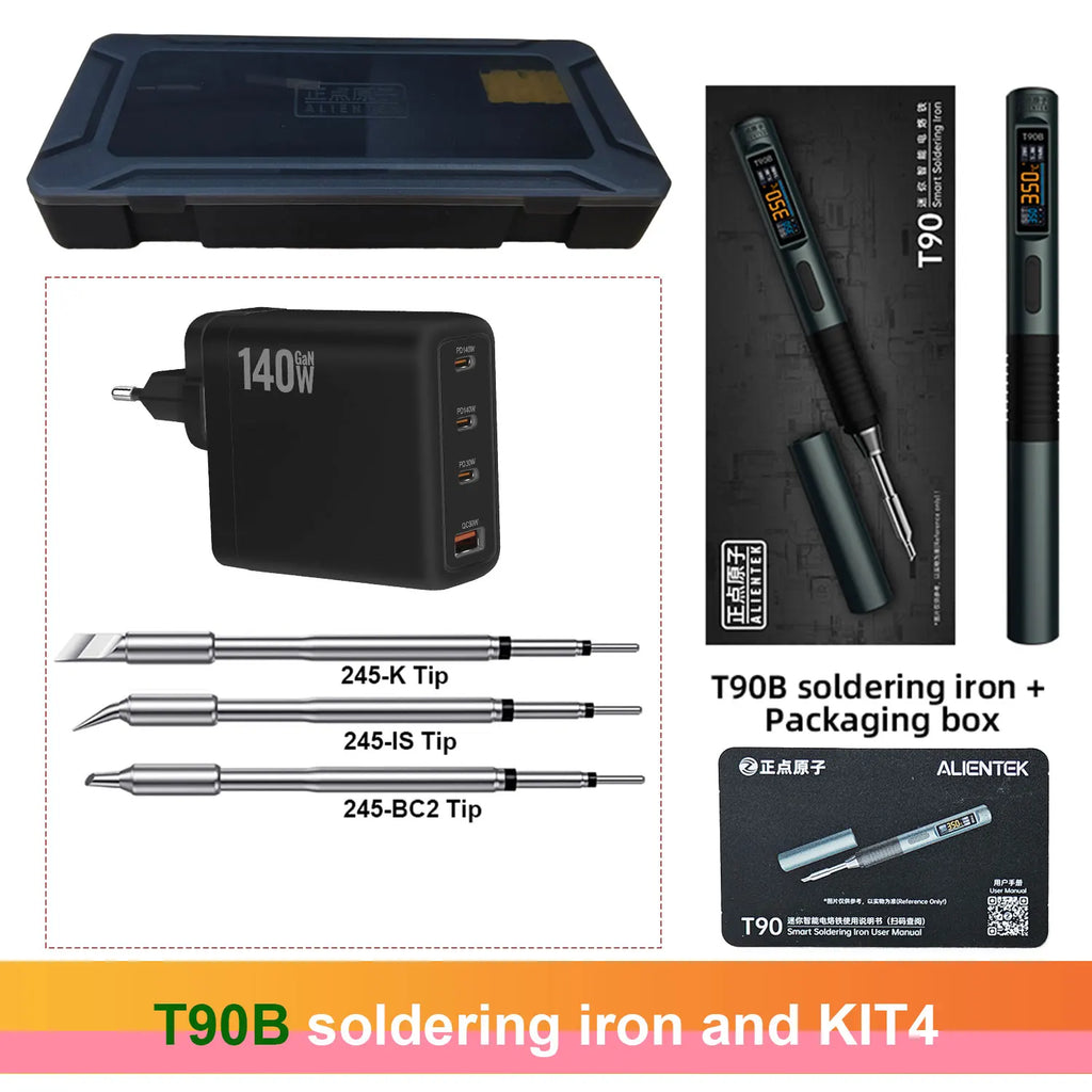 ALIENTEK T90 Soldering Iron PD3.1 140W Adjustable Temperature 80-450℃ Precision Welding Solder Kit T245 T210 Welding Tool