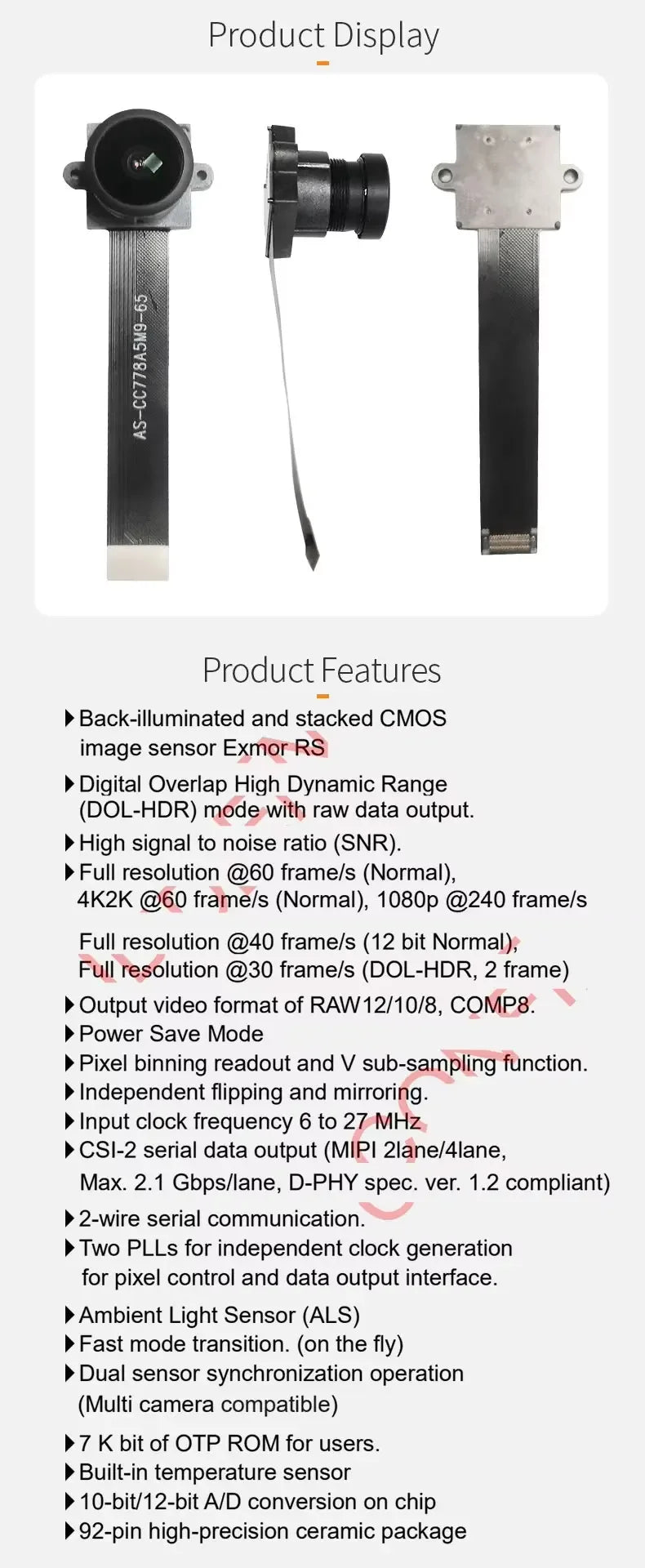 Ultra HD 4K 5K 6K 240fps sport dv cam IMX477 IMX577 Sensor MIPI DVP for Raspberry Pi Camera Module
