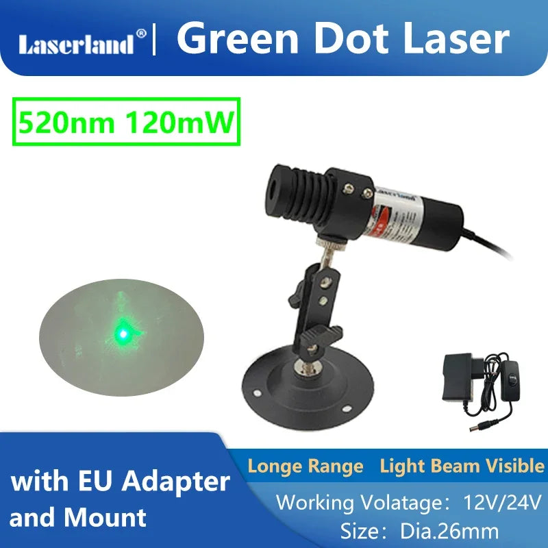 Long Range Light Beam Visible 520nm Green Dot Laser Module Diode Locator Focusable for Tunnel