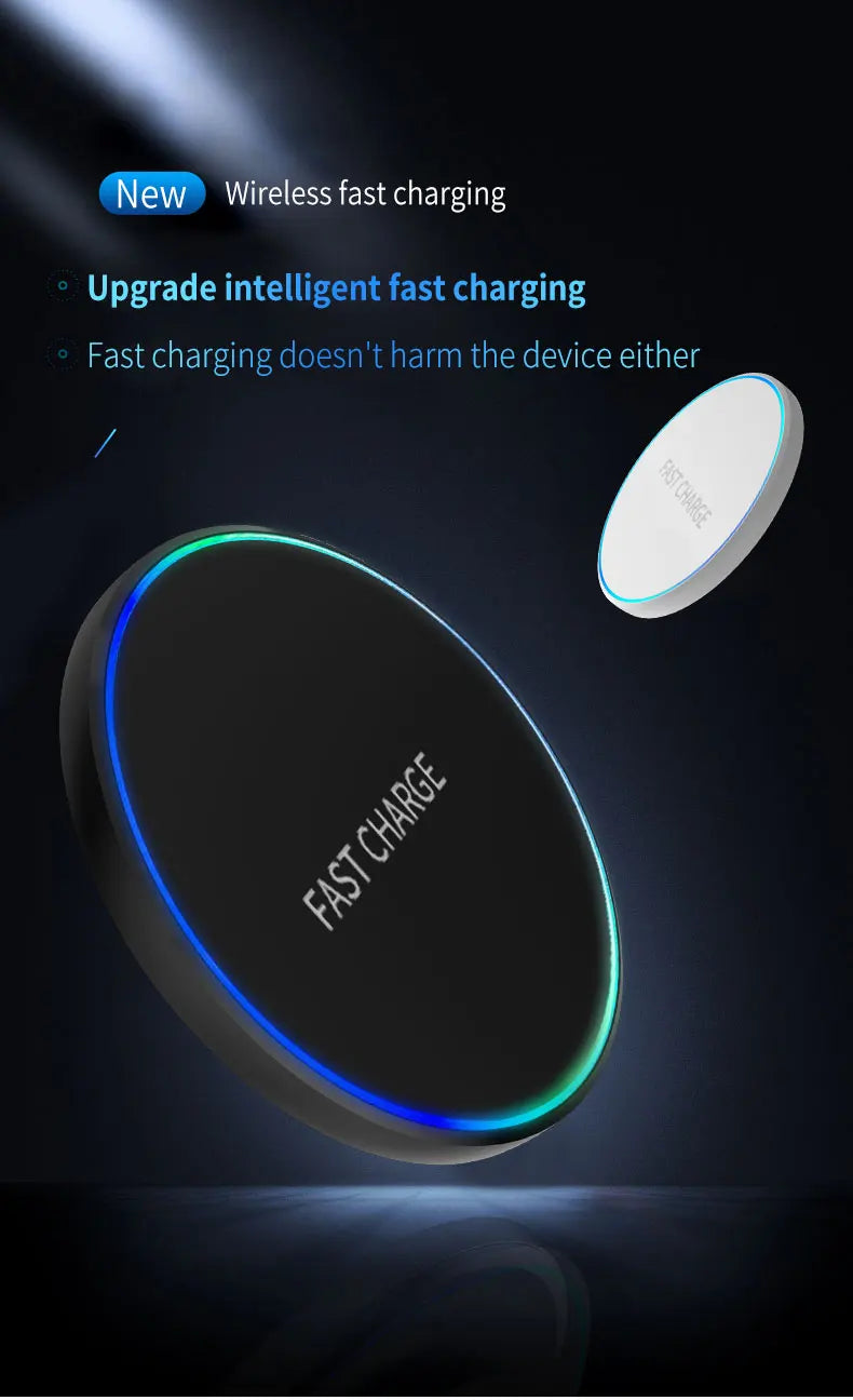 LED Light Mini Wireless Charger Pad For iPhone 17 16 15 14 13 12 Samsung S25 S24 S23 Xiaomi AirPos 4/3 Pro Fast Charger Station