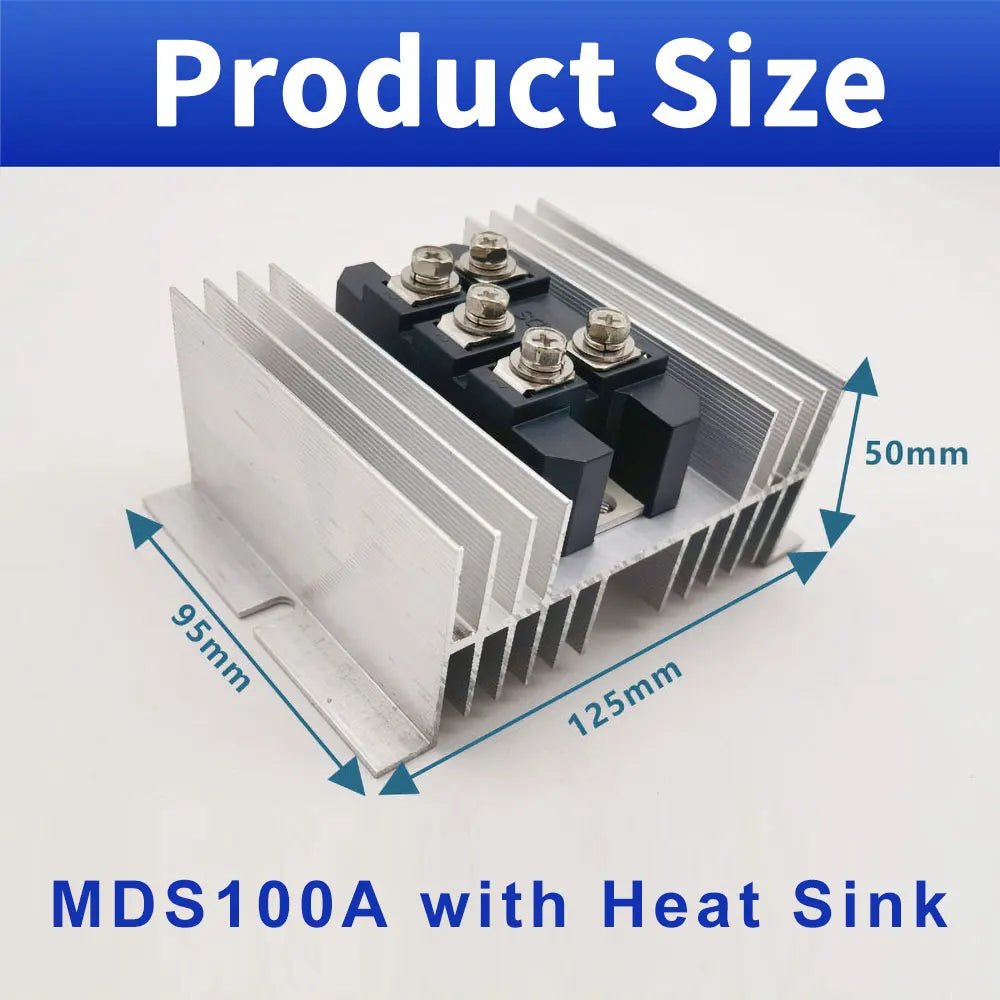 MDS100A MDS150A 1600V 3 Phase Diode Bridge Rectifier 100A 150A with W95 Heat Sink Industrial Sturdy Shockproof Packaging
