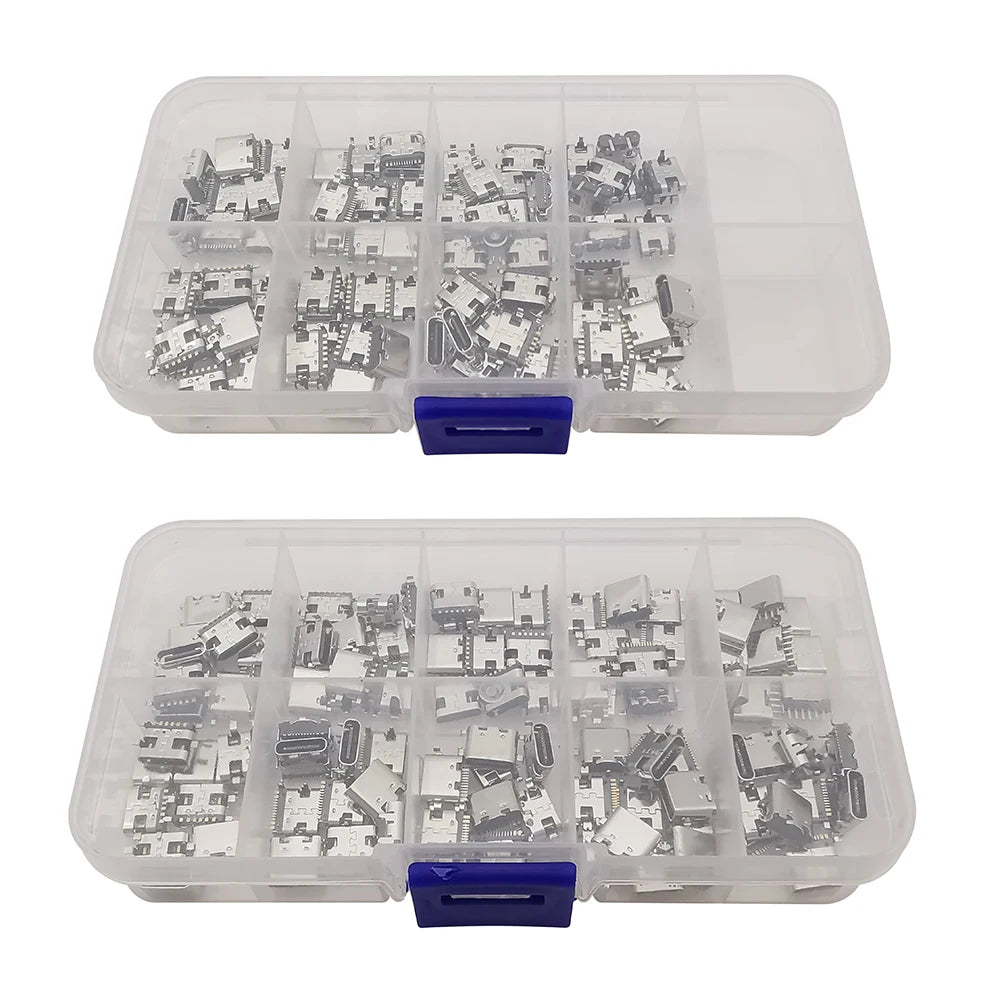 80/100Pcs Type C USB Charging Jack Welding Connectors 2Pin 6Pin 16Pin USB-C Socket For Mobile Phone PCB DIY Repair Kits
