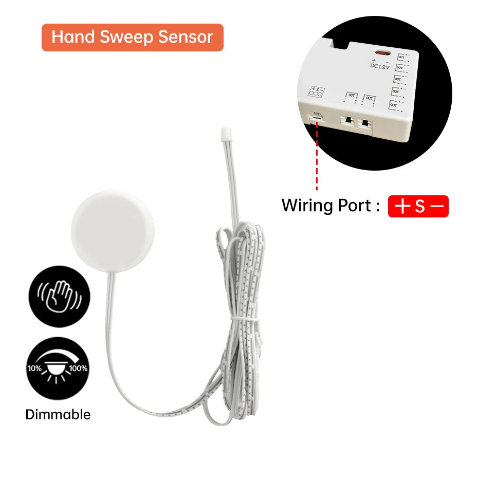 DC12-24V Sensor Switch Penetrable Touch/Hand Sweep/PIR Motion & Dual Door Sensor for Cabinet LED Lighting Control