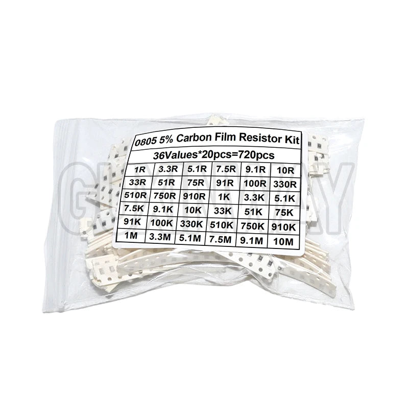 720pcs 0603 0805 1206 smd resistor kit 1R-100M 10K 100K 1K 1R 100R 220R 5% Electronic Set
