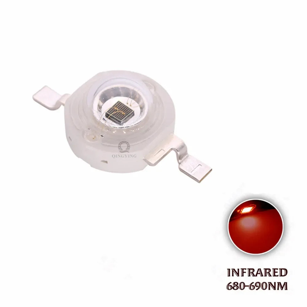 10pcs 3W Infrared 680nm 740nm 760nm 800nm 850nm 880nm 900nm 940nm 980nm 1000nm IR LED Chip For CCTV Camera Night Vision Lighting