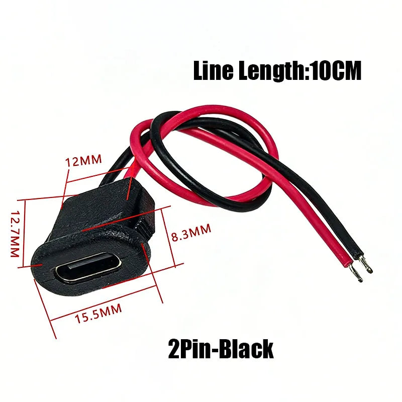1/5PCS 2Pin 4Pin USB Type C Connector Jack Female With Card Buckle 3A High Current Charging Jack Port USB-C Charger Plug Socket