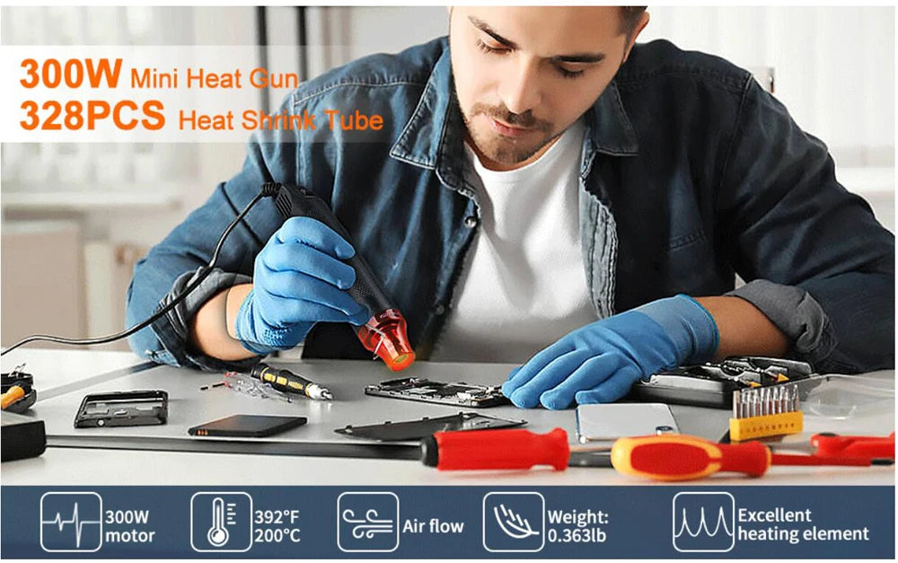 220V DIY Heat Gun Electric Power Tool Hot Air Gun 300W Temperature Gun with Supporting Seat Shrink Plastic DIY Craft Tool