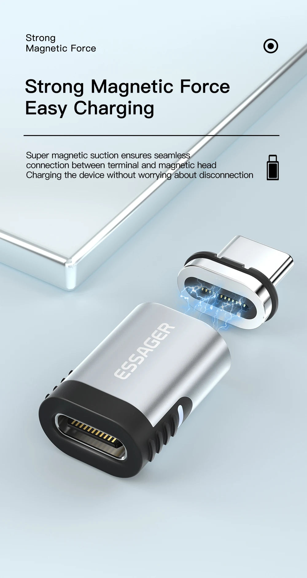 Essager 100W Magnetic Adapter 24Pins USB Type C PD 3.0 Fast Charge Cable Converter for Ipad Pro Macbook Magnet Adapter Connector