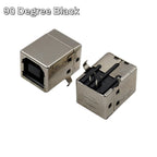 5pcs Square USB-B Type Female Socket 90/180 Degrees 4Pin Right Angle PCB Welding Connector For USB D-type Printer Interface