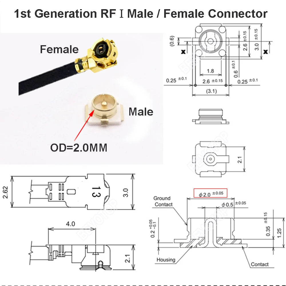 10PCS SMA to IPX RF1.13 Cable 4Pin PCB RP SMA/SMA Female to u.FL IPX-1 Female Connector RF1.13 WIFI Antenna Extension Jumper