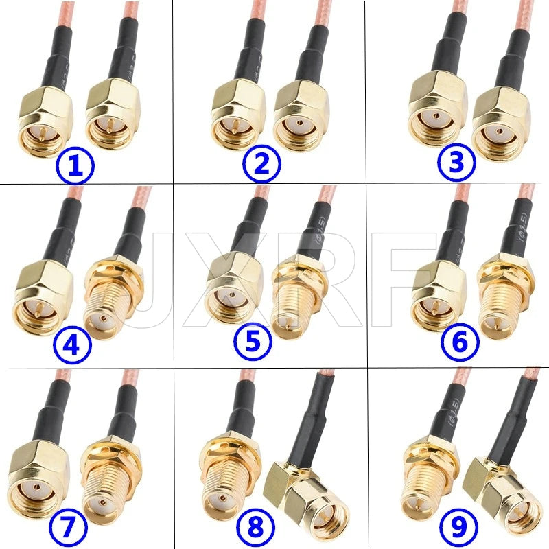 Factory Sales RF Coaxial Cable SMA to SMA Connector SMA Male to RP-SMA Male Jack RG316 Pigtail Cable 15cm