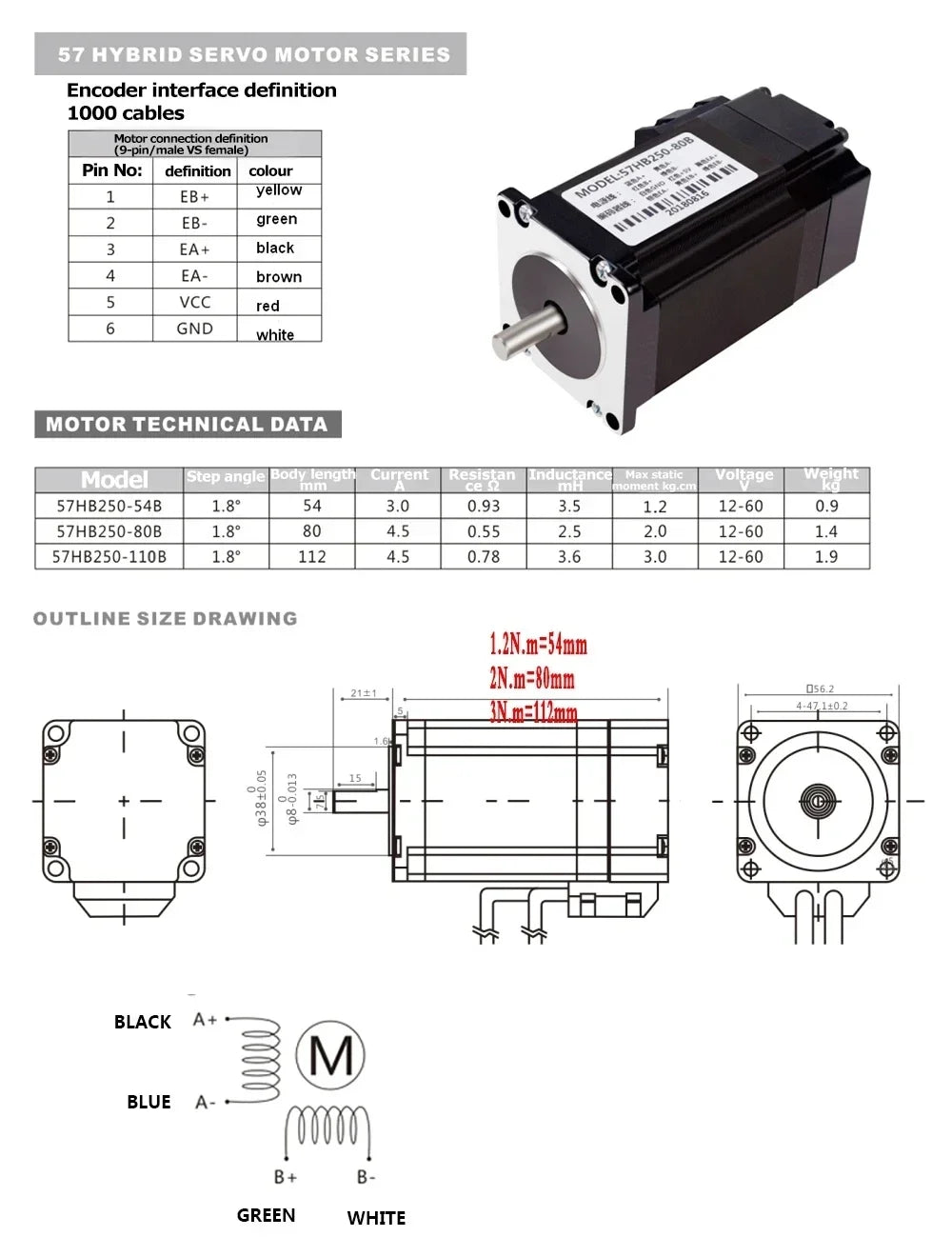 1/2/3/4/5 Axis Kit Nema23 Closed Loop Stepper Motor 1.2Nm/2Nm/3 Nm DC Hybird Servo With Encoder Motor Drive Kit  For CNC