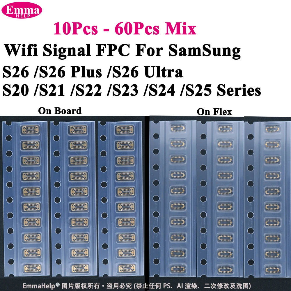 10-60Pcs Wifi Signal FPC On Board Flex Cable for SamSung S26 S25 S24 Plus S20 S21 S22 S23 Ultra Antenna FPC 2*6Pin 12Pin
