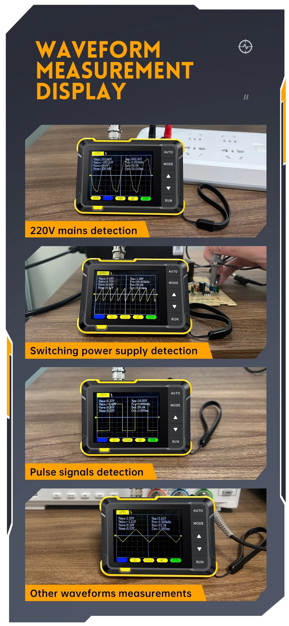 New DSO510 DSO153 DSO152 10MHz Bandwidth 48MS/s Sampling Rate Mini Handheld Electronic Measurement Tools