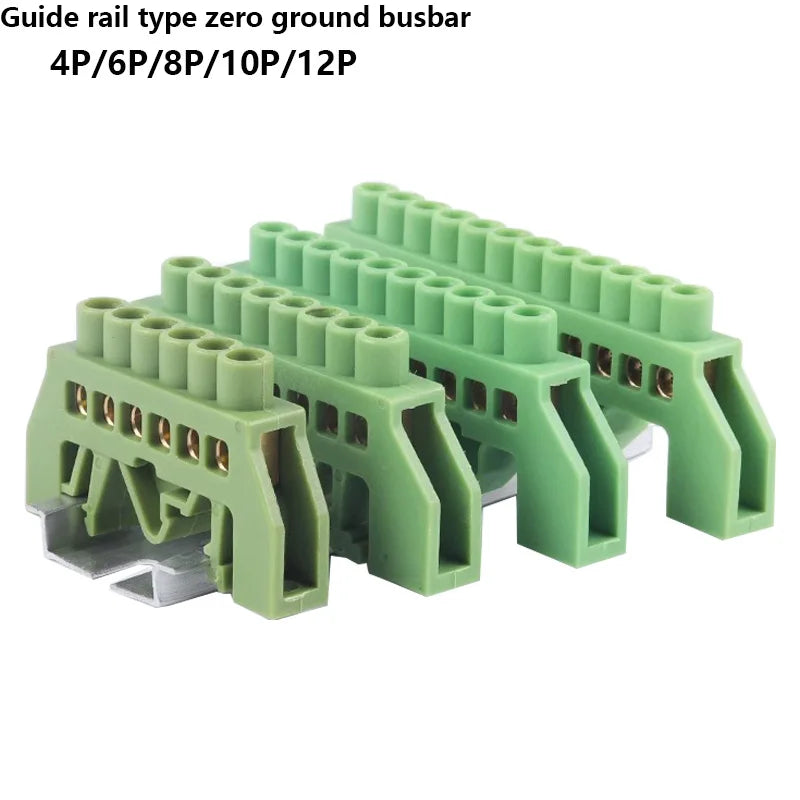 Bridge type guide rail type zero line busbar green flame-retardant terminal block 6 * 9 distribution box zero ground busbar conn