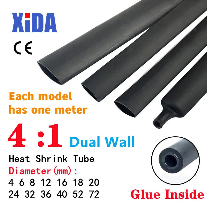 1Meter/Lot 4:1 Ratio Heat Shrink Tube With Glue Dual Wall Adhesive Tubing Heat Shrinkable Tubing Sleeve Wrap Wire Cable Kit Kits