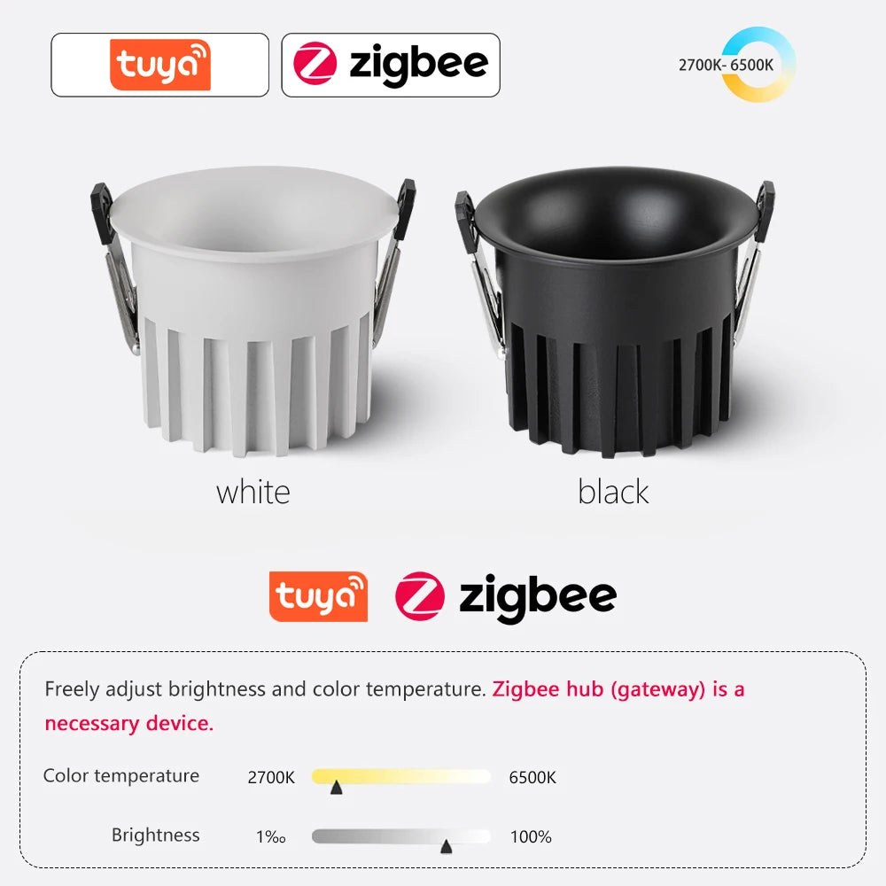 Tuya Bluetooth/ Zigbee/ DALI/ Matter Smart Recessed LED Ceiling Spot Light AC220V/110V Dimmabe Ceiling Lamp for Bedroom Kitchen