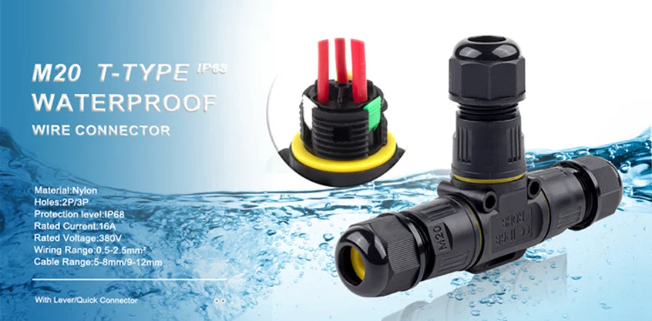 1Pcs I & T Shape Wire Connector 2/3/5 Pin Waterproof Connectors Fast Screw Connection Push-in Terminals Electric Junction Box