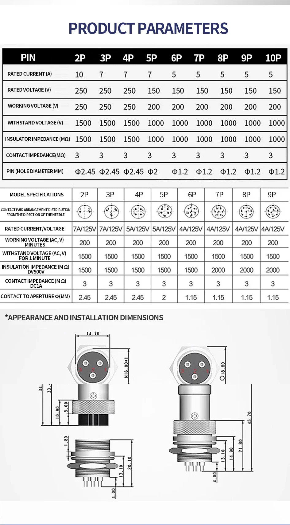 GX16 Gold Plated Aviation Male Plug / Female Socket Industrial Welding Connectors 2PIN 3PIN 4PIN 5PIN 6PIN 7PIN 8PIN 9PIN 10PIN