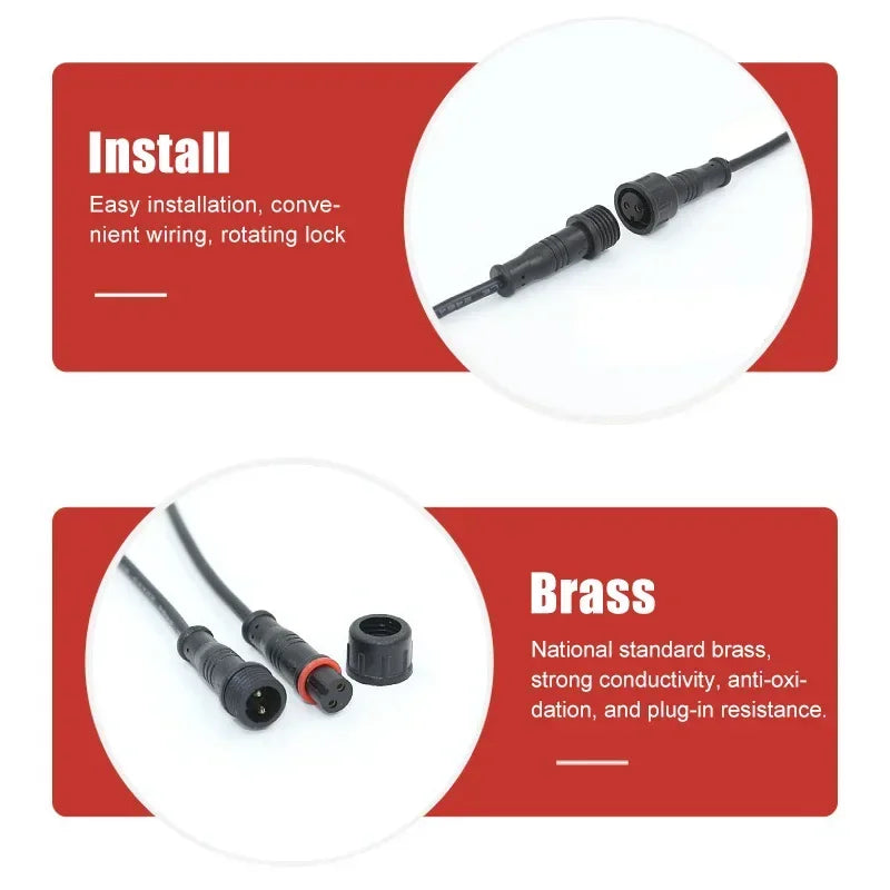 2Pin M8 M10 M12 M14 5521DC Mini Plug Male Female Butt Plug with Wire Solar Light Car PVC Waterproof Connector Plug 5.5x2.1dc