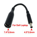 DC Power Cord / Cable Charger Laptop Adapter 7.4*5.0mm Female to 4.5*3.0mm Central Pin Male Plug Connector for Dell Laptop