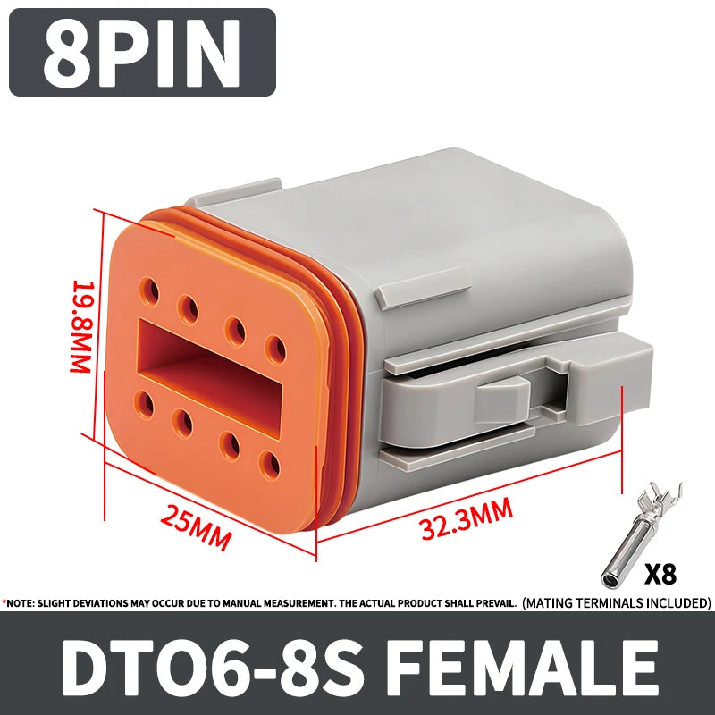 DT13 Series  Waterproof  Automotive PCB Right-Angle Header Connector 2/3/4/6/8/12Pin Male/Female Kit for Car Truck Bus Marine