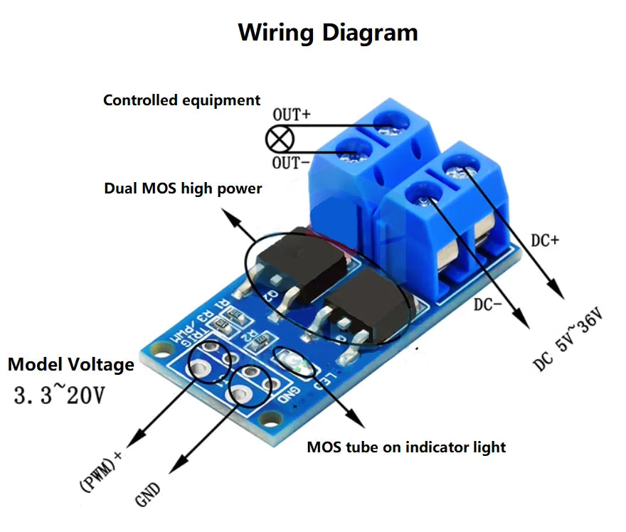 1-10PCS 15A 400W MOSFET Trigger Switch Drive Module PWM Regulator Control Panel DC 5V-36V Electronic Switch Control Board