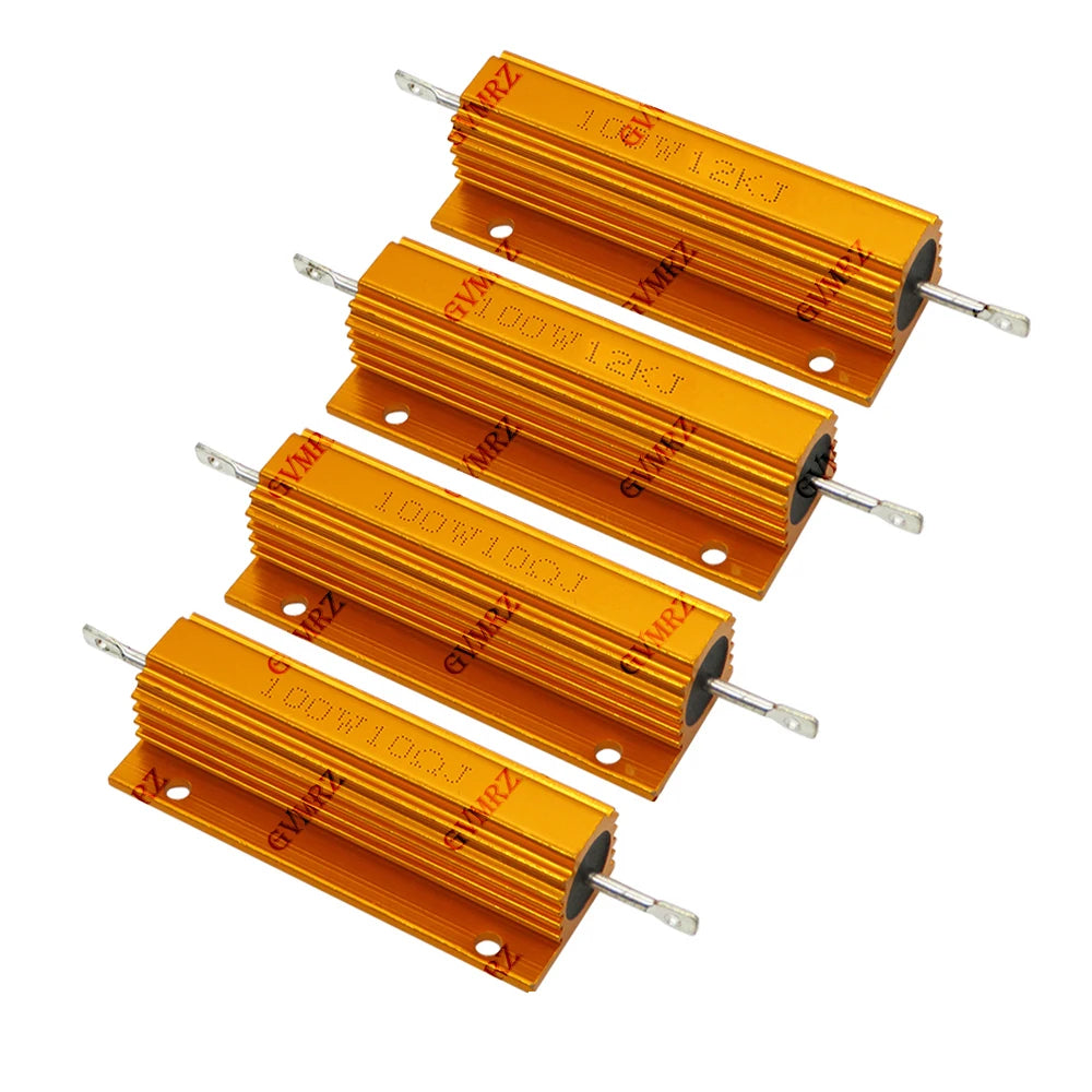 100W 27R 32R 0.01R 0.15R 0.68R Aluminum Housing Power Resistor High Wattage Wirewound Resistor 0.01Ω–150KΩ Assorted Values 2R