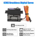 Brushless Motor 180° Metal Gear High Torque Digital Servo 42KG with 25T Metal Servo Arm for 1/10 1/8 RC Car Robot Boat Truck