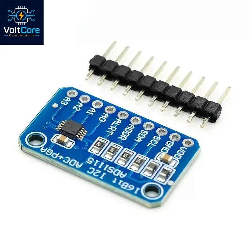 ADS1115 16 Bit I2C Module Precision 4 Channel Development Board Pro Gain Amplifiers 2.0V to 5.5V for Arduino
