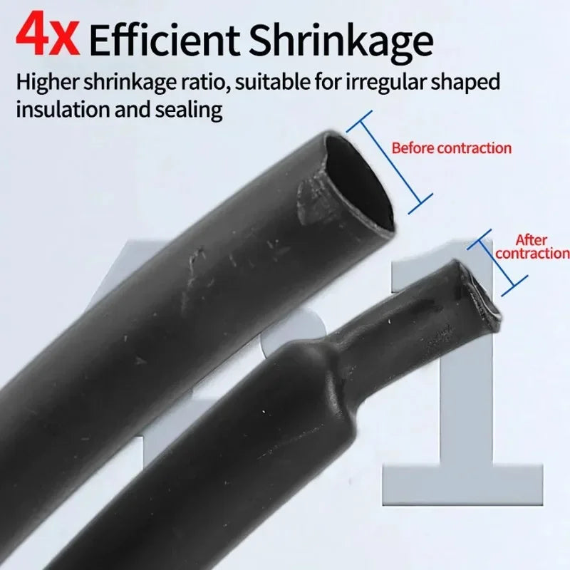 4:1 Dual Wall Adhesive Lined Heat Shrink Tubing Waterproof Sealing Wire Cable Insulation Sleeve for Car Marine Electrical Wiring